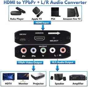 img 3 attached to Преобразователь HDMI в компонентный видеосигнал: наслаждайтесь полным HD-видео и звуком на телестике, DVD, PS3, PS4 и многом другом с помощью данного конвертера HDMI в YPbPr 5RCA RGB.