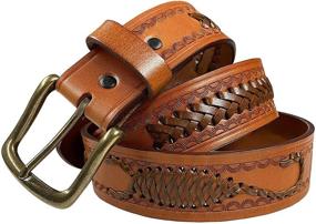 img 4 attached to Woven Genuine Leather Men's 🦂 Accessories and Belts featuring Western Scorpion Design