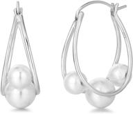 fancime 925 sterling silver dangle drop pearl endless hoop earrings: elegant fine jewelry for women and girls logo