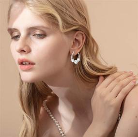 img 3 attached to FANCIME 925 Sterling Silver Dangle Drop Pearl Endless Hoop Earrings: Elegant Fine Jewelry for Women and Girls