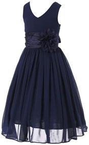 img 1 attached to 👧 Bow Dream Chiffon Flower Girl Dress with V-Neckline – Ideal for Junior Bridesmaids