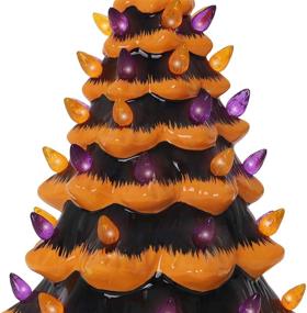 img 2 attached to 🎃 Halloween Ceramic Christmas Tree: Enhance Your Indoor Halloween Decorations with Milltown Merchants' Orange and Black Lighted Trees