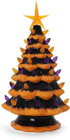 img 1 attached to 🎃 Halloween Ceramic Christmas Tree: Enhance Your Indoor Halloween Decorations with Milltown Merchants' Orange and Black Lighted Trees