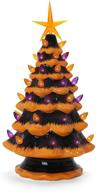 🎃 halloween ceramic christmas tree: enhance your indoor halloween decorations with milltown merchants' orange and black lighted trees логотип