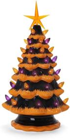 img 4 attached to 🎃 Halloween Ceramic Christmas Tree: Enhance Your Indoor Halloween Decorations with Milltown Merchants' Orange and Black Lighted Trees