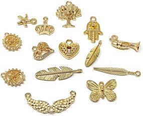 img 2 attached to 💎 Wholesale Bulk 50PCS Mixed Gold Charms Pendants: Ideal for Jewelry Making & Crafting