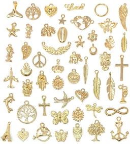 img 4 attached to 💎 Wholesale Bulk 50PCS Mixed Gold Charms Pendants: Ideal for Jewelry Making & Crafting