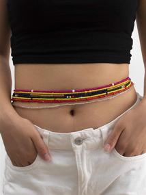 img 2 attached to 🌈 Multicolor African String Belts for Boys - Lightweight and Stretchy Accessories