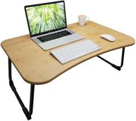 бамбуковый стол zhu chuang для кровати - универсальный лаптоп-столик для завтрака, подставка для тарелок и ноутбуков для дивана с складными ножками в натуральном цвете, 100% материал - твердый бамбук. логотип