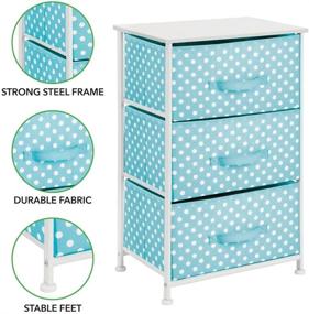 img 1 attached to 🚼 mDesign Turquoise Blue/White Spira Collection Dresser Chest with 3 Removable Fabric Drawers/Bins - Modern Storage Furniture for Kids Bedroom, Playroom, Baby Nursery Organization