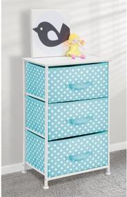 img 3 attached to 🚼 mDesign Turquoise Blue/White Spira Collection Dresser Chest with 3 Removable Fabric Drawers/Bins - Modern Storage Furniture for Kids Bedroom, Playroom, Baby Nursery Organization