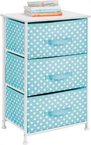 img 4 attached to 🚼 mDesign Turquoise Blue/White Spira Collection Dresser Chest with 3 Removable Fabric Drawers/Bins - Modern Storage Furniture for Kids Bedroom, Playroom, Baby Nursery Organization