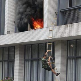 img 3 attached to 🧗 Sturdy Carabiner Fire Escape Ladder - Emergency Rope Ladder, Strong Rungs, 16 Feet, Tested to 2000 Pounds, Reusable