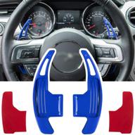 steering wheel shift paddle extended shifter trim cover for ford mustang 2015 2016 2017 2018 2019 2020 2021 interior decoration accessories aluminum alloy (blue 2pcs) logo