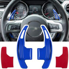 img 4 attached to Steering Wheel Shift Paddle Extended Shifter Trim Cover For Ford Mustang 2015 2016 2017 2018 2019 2020 2021 Interior Decoration Accessories Aluminum Alloy (Blue 2PCS)
