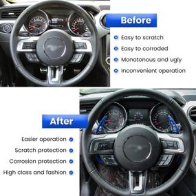 img 2 attached to Steering Wheel Shift Paddle Extended Shifter Trim Cover For Ford Mustang 2015 2016 2017 2018 2019 2020 2021 Interior Decoration Accessories Aluminum Alloy (Blue 2PCS)