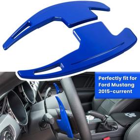 img 3 attached to Steering Wheel Shift Paddle Extended Shifter Trim Cover For Ford Mustang 2015 2016 2017 2018 2019 2020 2021 Interior Decoration Accessories Aluminum Alloy (Blue 2PCS)