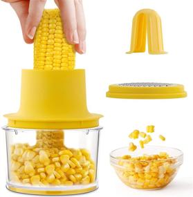 img 4 attached to 🌽 4-in-1 Corn Peeler and Multifunction Stripping Tool with Bowl – Stainless Steel Thresher for Corn, Apple, Lemon, Potato – No Splatters, More Efficient