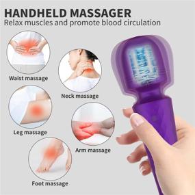 img 2 attached to 💆 Rechargeable Mini Wand Massager for Women - 10 Speeds, Cordless Handheld Back Massager Providing Shoulder, Waist, and Back Pain Relief - Portable Stick Massager in Blue Purple