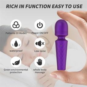 img 3 attached to 💆 Rechargeable Mini Wand Massager for Women - 10 Speeds, Cordless Handheld Back Massager Providing Shoulder, Waist, and Back Pain Relief - Portable Stick Massager in Blue Purple