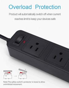 img 1 attached to 🔌 3-Meter 2-Prong Power Strip with 9.8ft Extension Cord, Surge Protector with 3 Outlets and 4 USB Charging Ports for Smartphone, Black – 2 Pronged