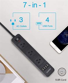 img 3 attached to 🔌 3-Meter 2-Prong Power Strip with 9.8ft Extension Cord, Surge Protector with 3 Outlets and 4 USB Charging Ports for Smartphone, Black – 2 Pronged