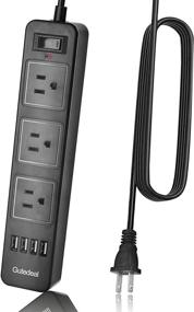 img 4 attached to 🔌 3-Meter 2-Prong Power Strip with 9.8ft Extension Cord, Surge Protector with 3 Outlets and 4 USB Charging Ports for Smartphone, Black – 2 Pronged