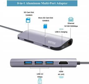 img 2 attached to 🔌 VSTYLE Aluminum Multi-Port USB C Hub 8-in-1: 4K HDMI, Gigabit Ethernet, USB 3.0, SD/Micro Card Readers - Premium USB-C Dock for MacBook Pro