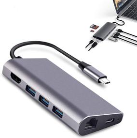 img 4 attached to 🔌 VSTYLE Aluminum Multi-Port USB C Hub 8-in-1: 4K HDMI, Gigabit Ethernet, USB 3.0, SD/Micro Card Readers - Premium USB-C Dock for MacBook Pro