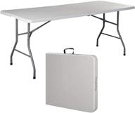 🍽️ colibyou 6' folding table: versatile, portable plastic table for indoor/outdoor picnic, party, camping - white (6 inches) logo