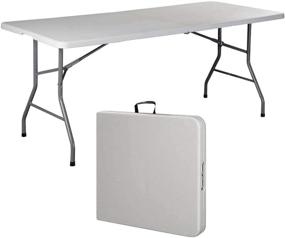 img 4 attached to 🍽️ COLIBYOU 6' Folding Table: Versatile, Portable Plastic Table for Indoor/Outdoor Picnic, Party, Camping - White (6 Inches)