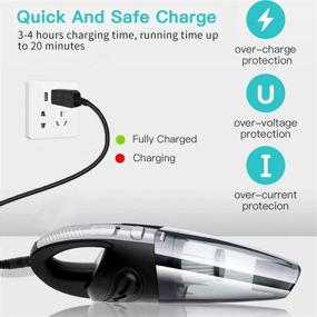 img 1 attached to Powerful Handheld Vacuum: USB Cordless Portable Wet Dry Cleaner for Car, Home & Pet Hair - Rechargeable 2200mAh Lithium Battery, 120W 4500PA Suction with Filter