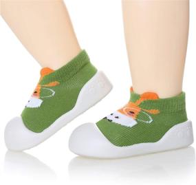 img 3 attached to Kids Animal Rubber Sole Indoor Floor Slipper Shoes, Non-Skid Toddler Girls Boys Breathable Cotton Socks for Outdoor Activities