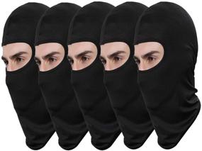 img 4 attached to 🎿 Set of 5 Men's Black Ski Face Masks - Sun Balaclava, Dustproof Headgear for Outdoor Riding, Fishing