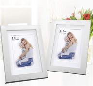 🖼️ 5x7 wooden picture frames (2 pack, white) – solid wood 5x7 photo frames for tabletop or wall mounting, fits 4x6 photos with mat or 5x7 photos without mat логотип