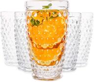 hobnail premium glass set of 6 - 13oz for iced beverages, ideal for refreshments, soda, juice, perfect for dinner parties, bars, restaurants logo