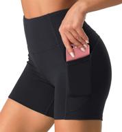 🩳 dragon fit women's high waist yoga shorts with 2 side pockets - tummy control & running workout shorts logo