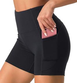 img 4 attached to 🩳 Dragon Fit Women's High Waist Yoga Shorts with 2 Side Pockets - Tummy Control & Running Workout Shorts