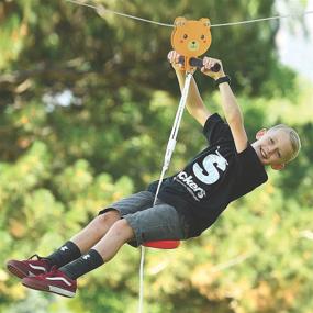 img 3 attached to 100-Foot Bear Zip Line Kit for Kids and Adults up to 300 lb - Includes Zipline Spring Brake, Trolley with Handle, and Thickened Seat - Best Birthday Gift Set for Ages 8+ - Fun-sized Adventures and Safety as Priority - Perfect for Backyard Playground Entertainment