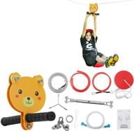 100-foot bear zip line kit for kids and adults up to 300 lb - includes zipline spring brake, trolley with handle, and thickened seat - best birthday gift set for ages 8+ - fun-sized adventures and safety as priority - perfect for backyard playground entertainment логотип