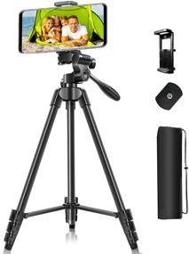 img 4 attached to 📸 53-Inch Tripod for Phone - Android & iPhone, Compatible with DSLR Cameras, GoPro & More! Includes Bluetooth Remote Control & Carry Bag - Perfect for Live Streaming, Vlogging & Photography