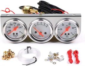 img 2 attached to 🚗 WonVon 3 in 1 Car Meter Auto Gauge: 52mm Chrome Triple Gauge Kit for Oil, Voltage & Water