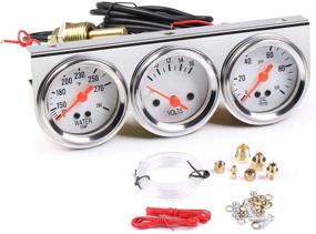 img 4 attached to 🚗 WonVon 3 in 1 Car Meter Auto Gauge: 52mm Chrome Triple Gauge Kit for Oil, Voltage & Water