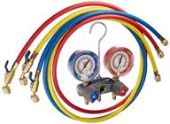 🌡️ yellow jacket 49868 titan test and charging manifold with 2-valve system - fahrenheit temperature and pressure scales for r-22/404a/410a refrigerants in red/blue gauges logo