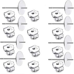 img 2 attached to 💍 Комплект серебряных серьг с посеребренной оправой из сплава 925 с застежками - 50 шт. Плоская площадка для серег-гвоздиков для изготовления украшений.