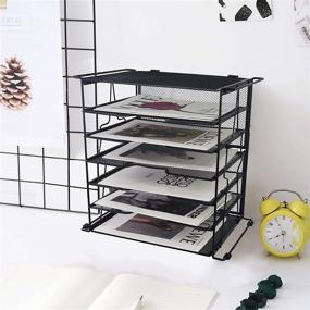 img 3 attached to 📎 ProAid 7-Tray Mesh Letter Paper Organizer with Handles and Supporting Legs - Black