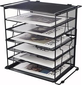 img 4 attached to 📎 ProAid 7-Tray Mesh Letter Paper Organizer with Handles and Supporting Legs - Black