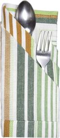 img 3 attached to 🍽️ GLAMBURG Set of 12 Sea Green Cotton Dinner Napkins - Modern Clean Stripe Design, Hotel Quality Cocktail Napkins, 18x18 Inch, Wedding & Event Dinner Cloth Napkins with Mitered Corners