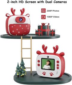 img 3 attached to Dragon Touch InstantFun2: Kids Camera - Dual Camera Lens, Print Paper, Cartoon Sticker, Color Pens, Camera Bag - Ideal for Girls and Boys (Christmas Red)