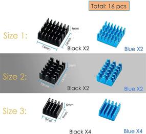 img 1 attached to 🔥 16-Piece Raspberry Pi 4 Heatsink Kit by MazerPi - Aluminum Heatsinks with 3M 8810 Thermal Pads for Raspberry Pi 4 Model B/ 3B+/ 3B/ 2B (Blue & Black)